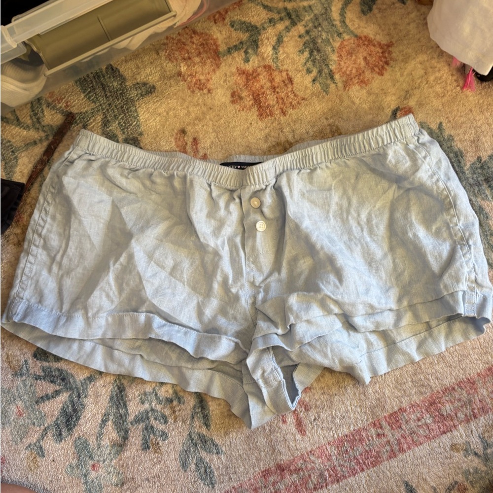 Brandy Melville Linen Blue Shorts